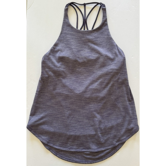 Lululemon SLAY THE STUDIO 2-In-1 Tank Heathered Purple Sz6 Yoga Top Built-In-Bra - Picture 4 of 14